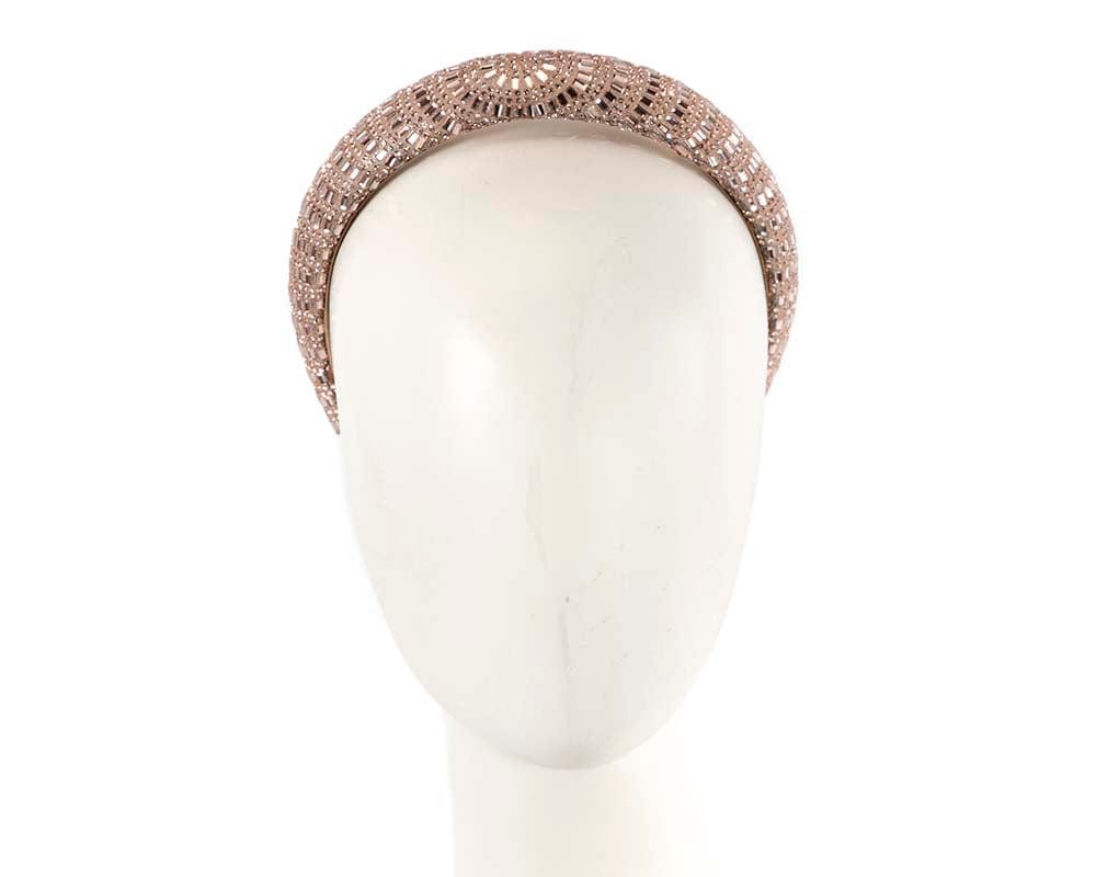 Cupids Millinery Women's Hat Gold Rose gold crystal covered fascinator headband by Max Alexander