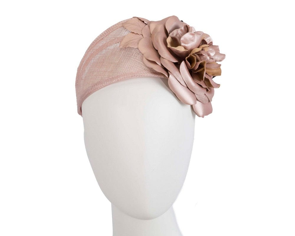 Cupids Millinery Women's Hat Gold Wide rose gold leather rose headband fascinator by Max Alexander