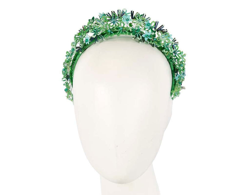 Cupids Millinery Women's Hat Green Bespoke green designers fascinator headband by Cupids Millinery