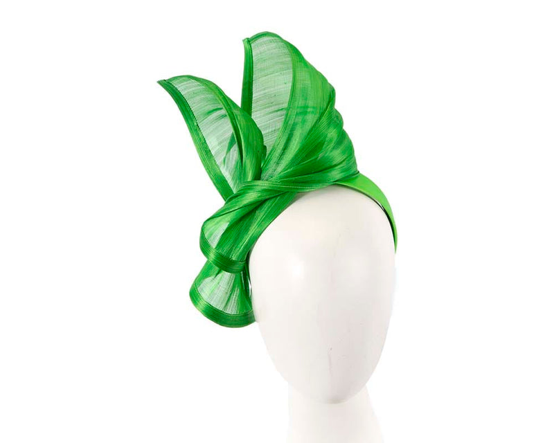 Cupids Millinery Women's Hat Green Bespoke lime silk abaca racing fascinator by Fillies Collection