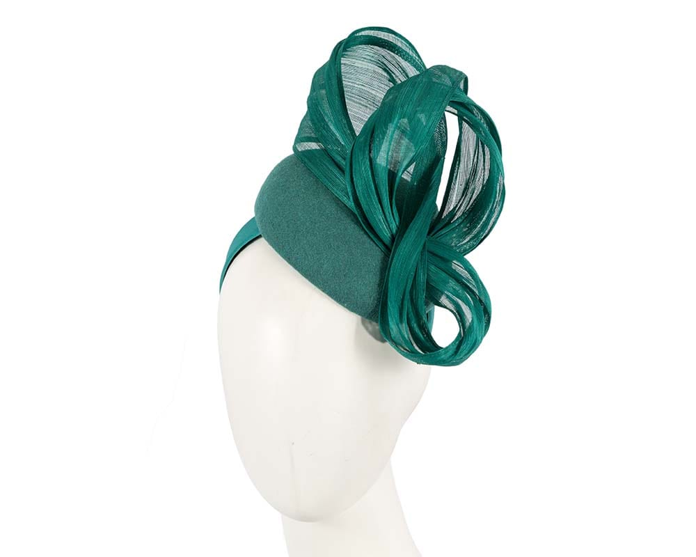 Cupids Millinery Women's Hat Green Bespoke teal pillbox with bow by Fillies Collection