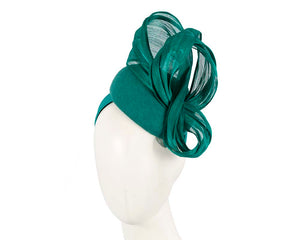 Cupids Millinery Women's Hat Green Bespoke teal pillbox with bow by Fillies Collection