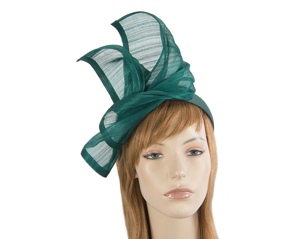 Cupids Millinery Women's Hat Green Bespoke teal silk abaca racing fascinator by Fillies Collection