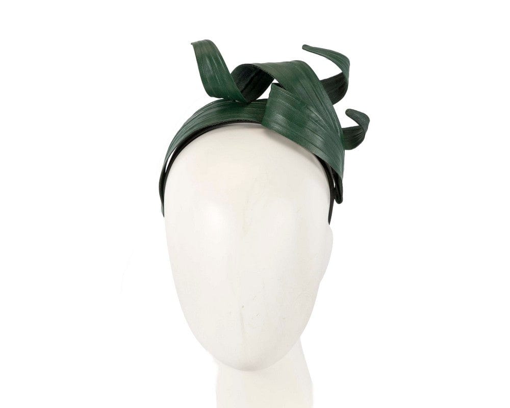 Cupids Millinery Women's Hat Green Dark green sculptured leaves fascinator by Max Alexander