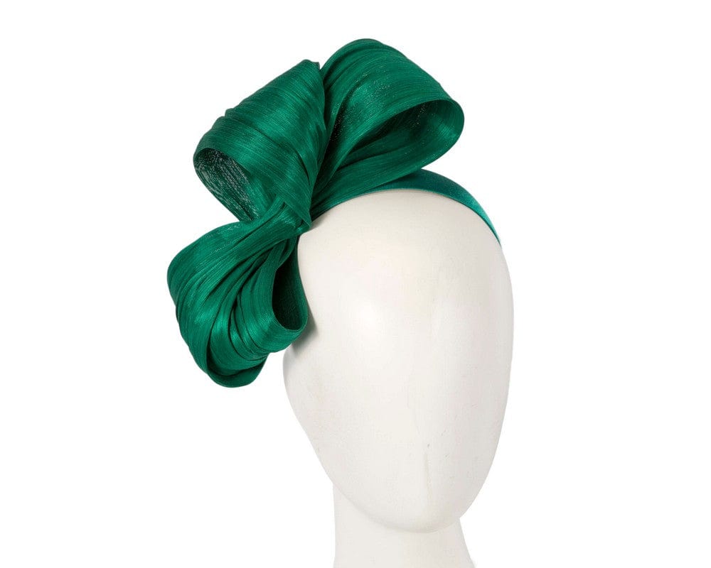 Cupids Millinery Women's Hat Green Exclusive dark green silk abaca bow by Fillies Collection