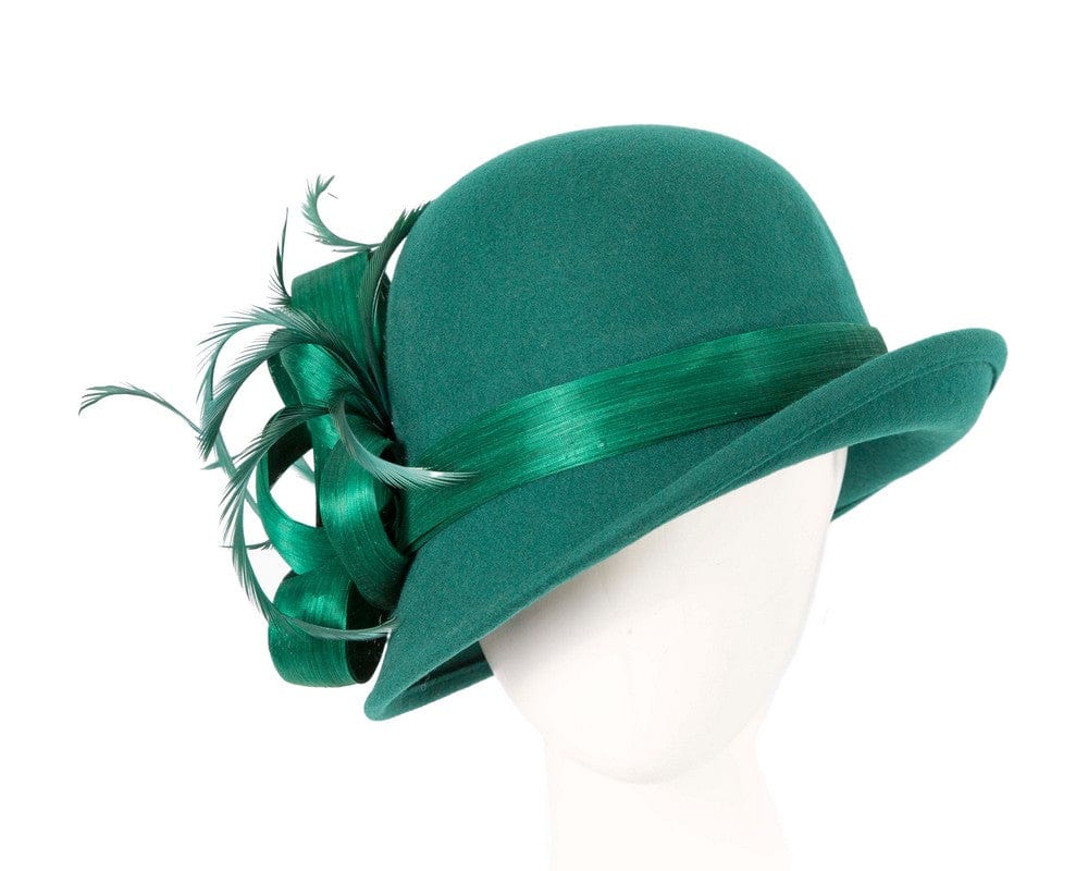 Cupids Millinery Women's Hat Green Exclusive green cloche winter hat by Fillies Collection