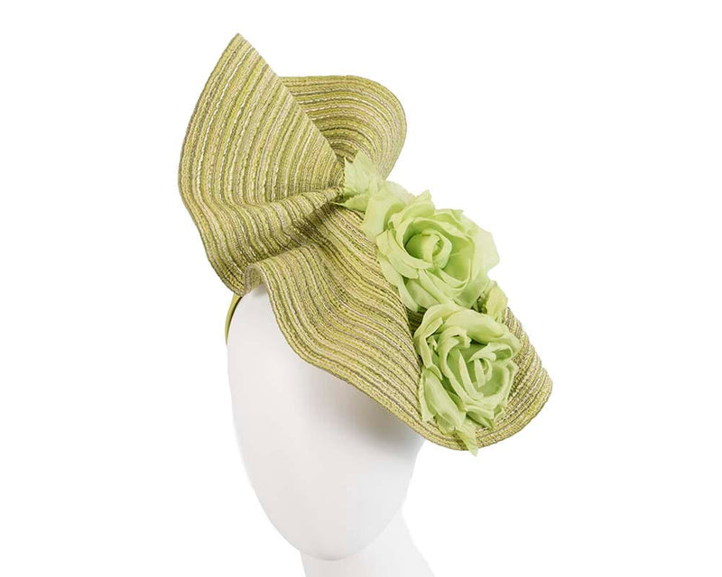 Cupids Millinery Women's Hat Green Exclusive large green fascinator with flowers