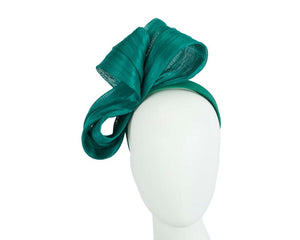 Cupids Millinery Women's Hat Green Exclusive teal silk abaca bow by Fillies Collection