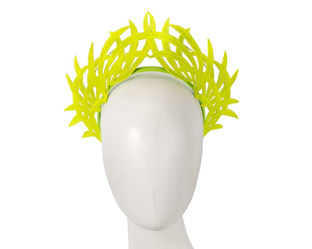 Cupids Millinery Women's Hat Green Fluro Lime  lace crown fascinator by Max Alexander