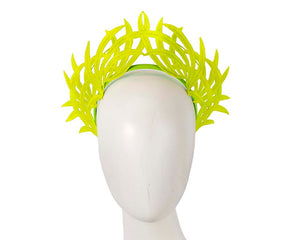 Cupids Millinery Women's Hat Green Fluro Lime  lace crown fascinator by Max Alexander