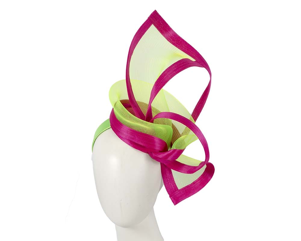 Cupids Millinery Women's Hat Green/Fuchsia Bespoke Fuchsia and Lime fascinator by Fillies Collection