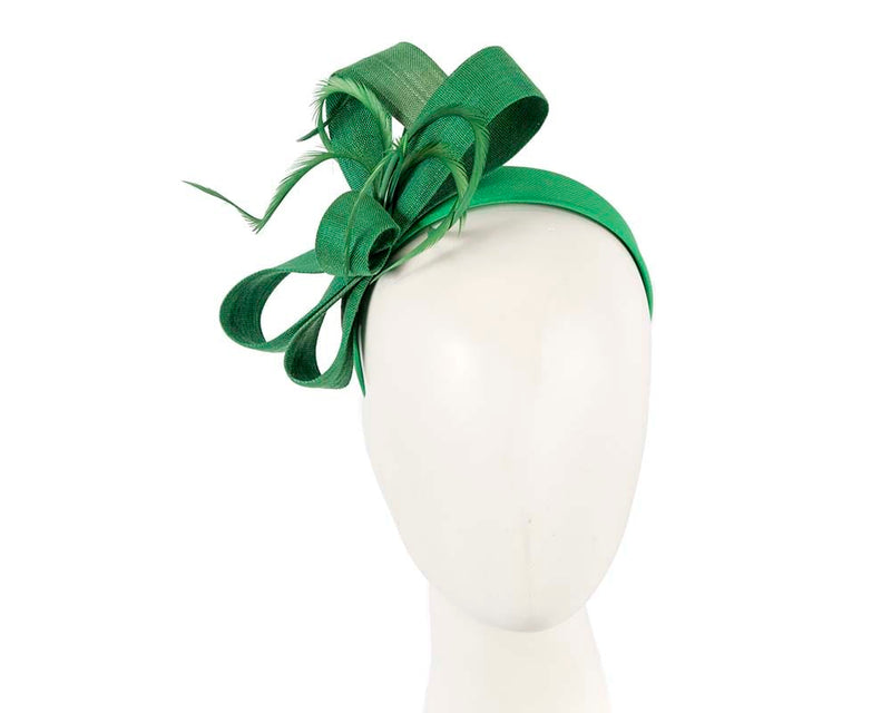 Cupids Millinery Women's Hat Green Green abaca loops and feathers racing fascinator by Fillies Collection