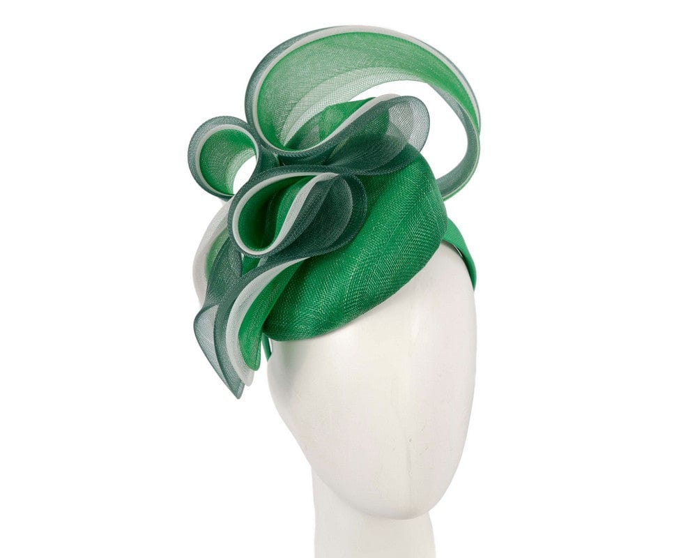 Cupids Millinery Women's Hat Green Green and cream racing fascinator by Fillies Collection