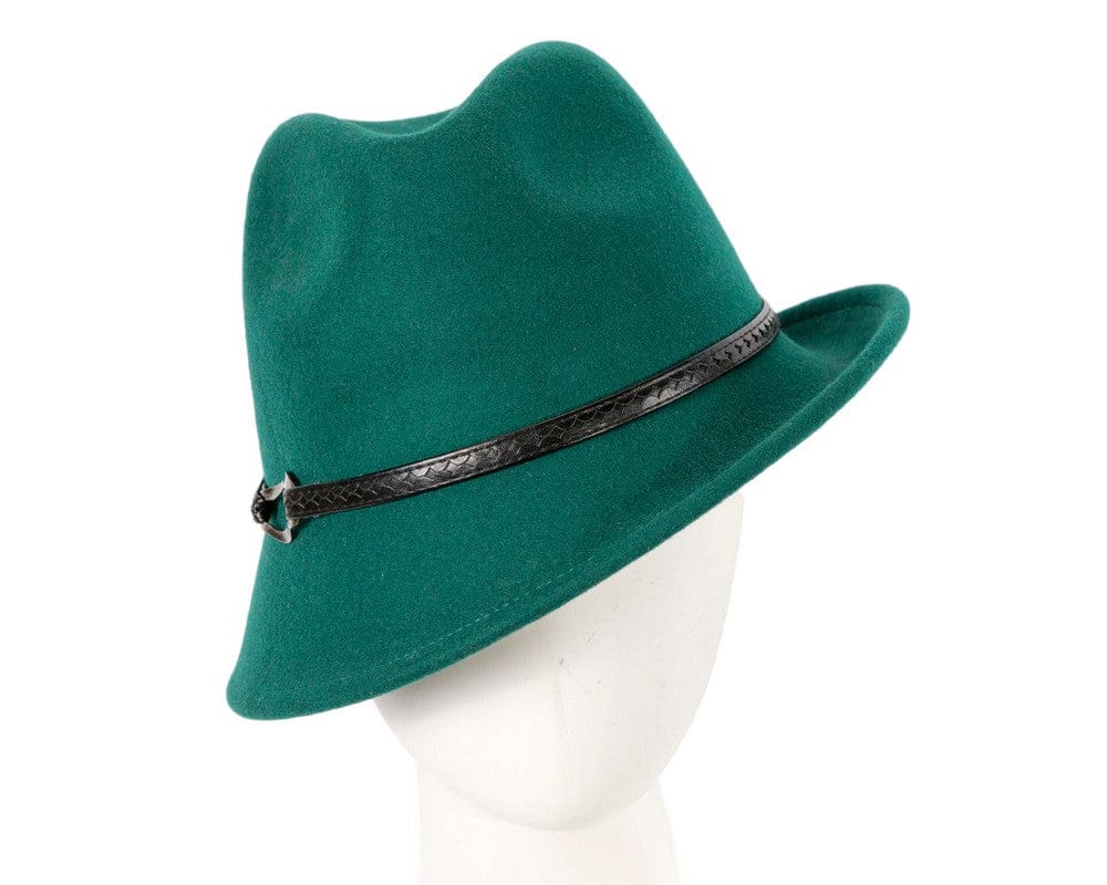 Cupids Millinery Women's Hat Green Green felt trilby hat by Max Alexander