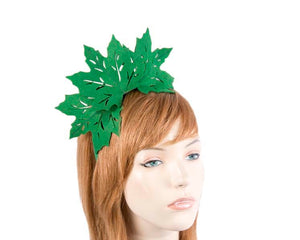 Cupids Millinery Women's Hat Green Green laser cut maple leafs on headband