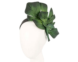 Cupids Millinery Women's Hat Green Green monstera leaves fascinator by Max Alexander