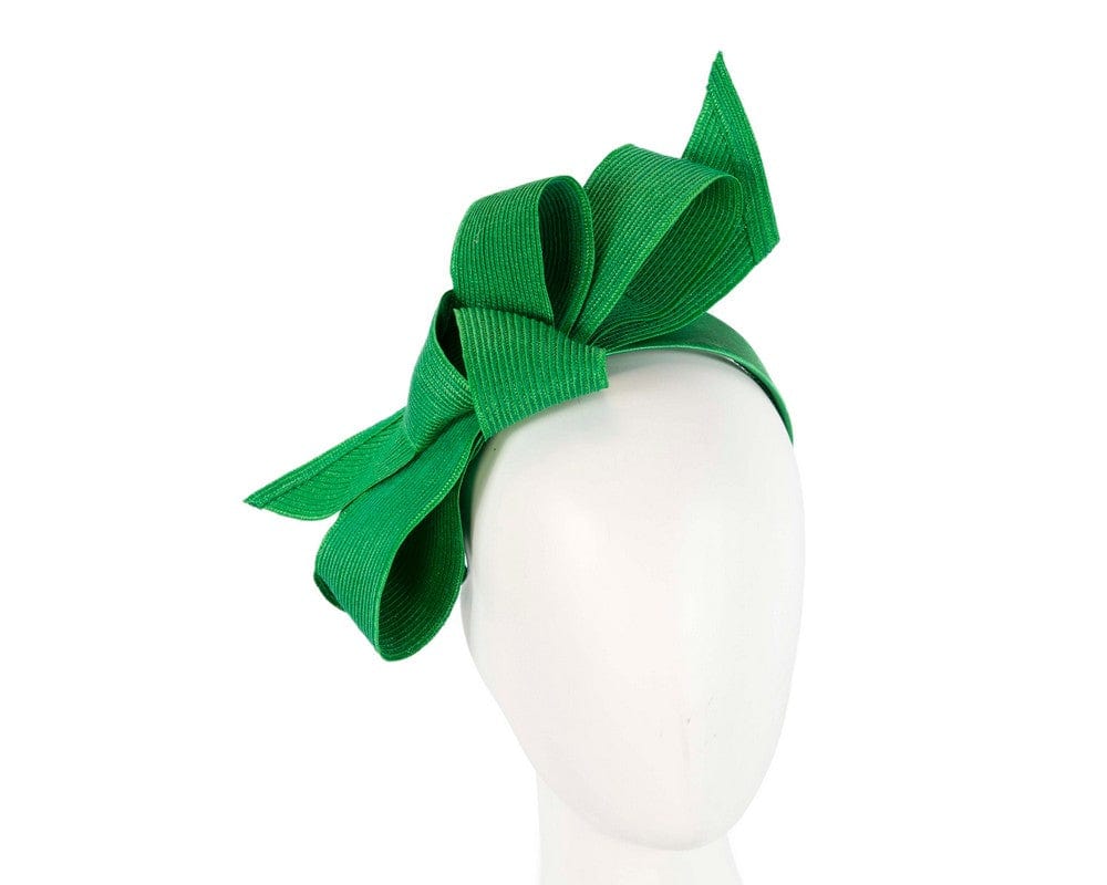 Cupids Millinery Women's Hat Green Large green bow racing fascinator by Max Alexander