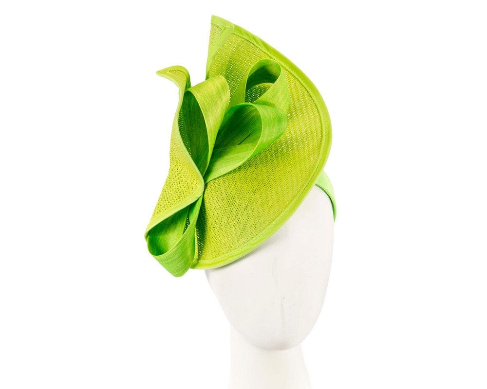 Cupids Millinery Women's Hat Green Large lime green Fillies Collection racing fascinator with bow