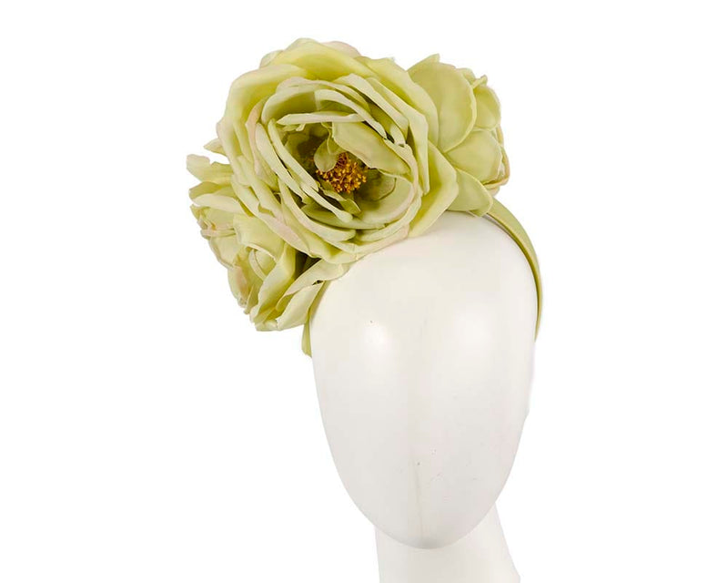 Cupids Millinery Women's Hat Green Large Lime Green flower fascinator by Cupids Millinery Melbourne