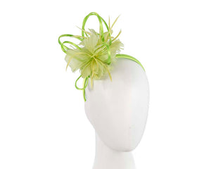 Cupids Millinery Women's Hat Green Lime feather racing fascinator