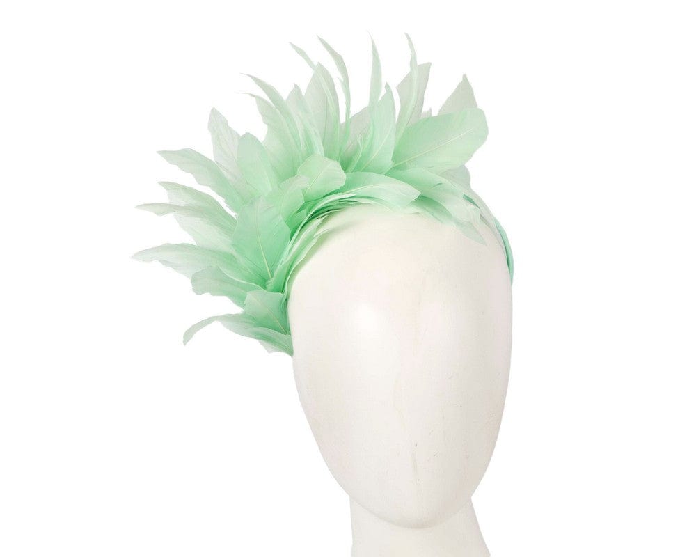 Cupids Millinery Women's Hat Green Mint feather fascinator headband by Max Alexander