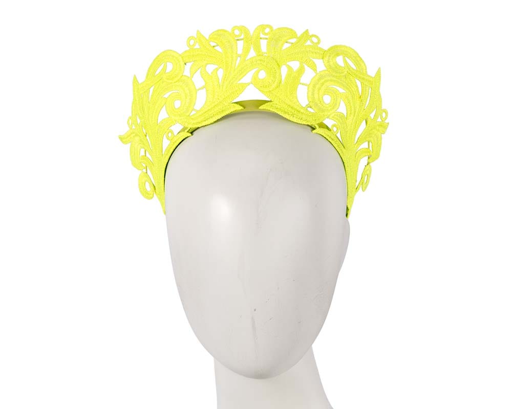 Cupids Millinery Women's Hat Green Modern fluro lime crown racing fascinator by Max Alexander