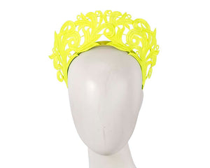 Cupids Millinery Women's Hat Green Modern fluro lime crown racing fascinator by Max Alexander