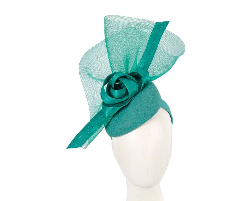 Cupids Millinery Women's Hat Green Tall teal green winter racing fascinator by Fillies Collection