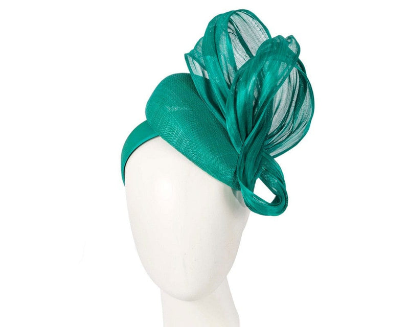 Cupids Millinery Women's Hat Green Teal pillbox fascinator with silk abaca bow by Fillies Collection