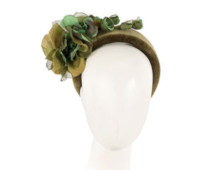 Cupids Millinery Women's Hat Green Velvet green flower headband by Max Alexander