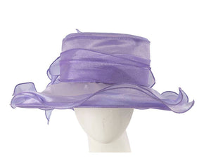 Cupids Millinery Women's Hat Lilac Large Lilac Organza Racing Hat with bow