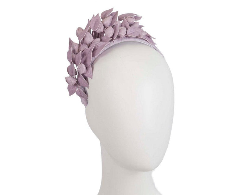 Cupids Millinery Women's Hat Lilac Lilac sculptured leather flower headband fascinator by Max Alexander
