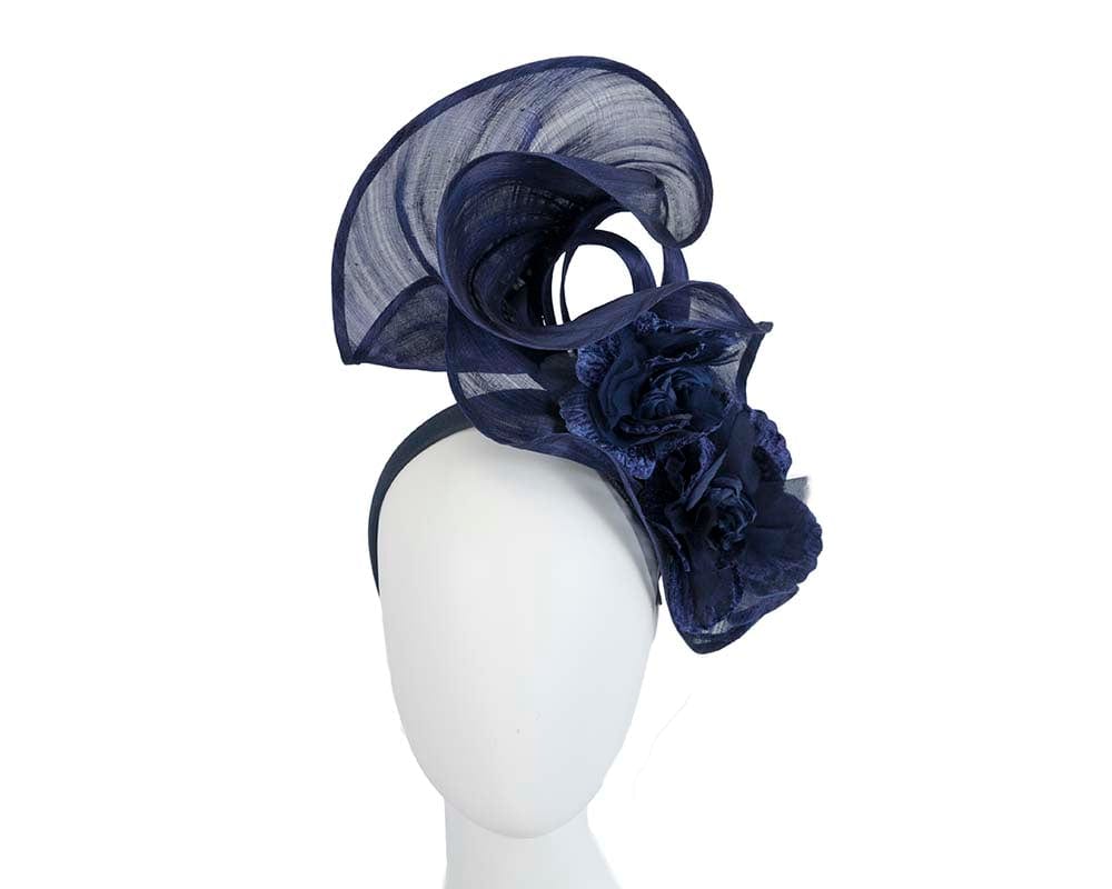 Cupids Millinery Women's Hat Navy Bespoke large navy fascinator