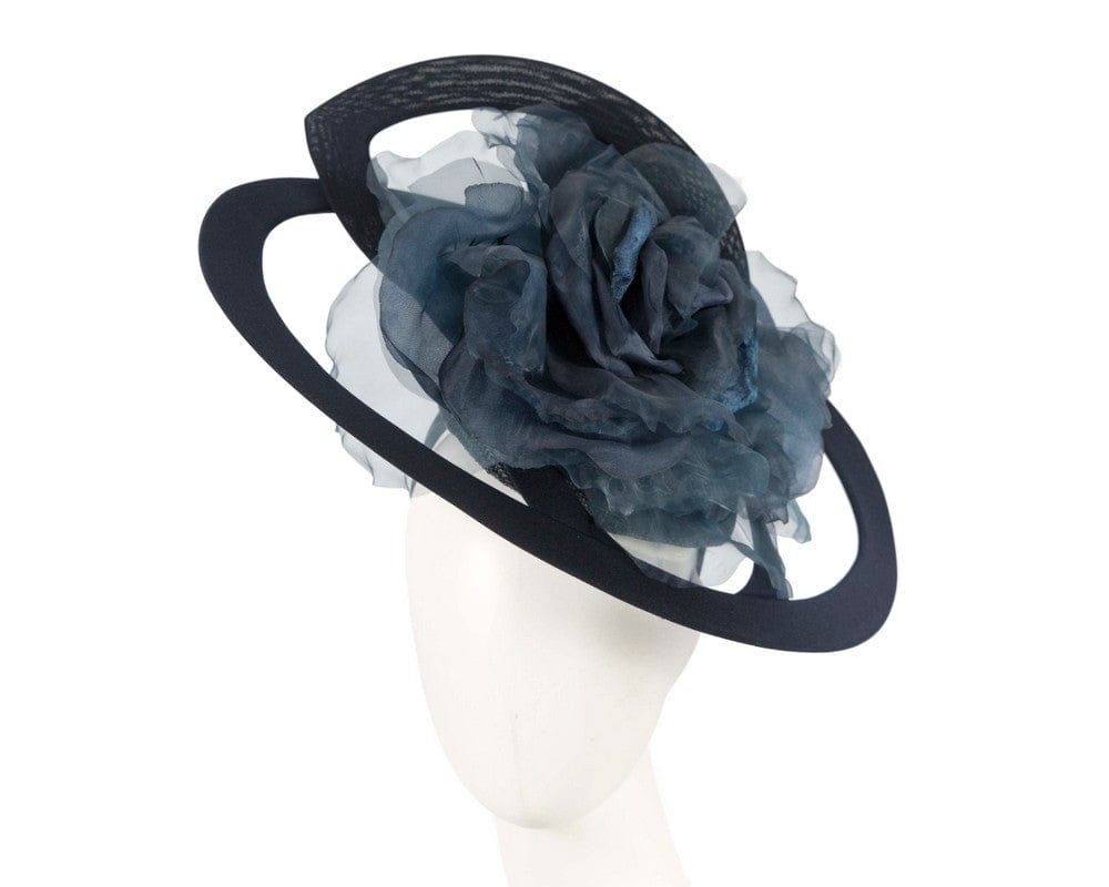 Cupids Millinery Women's Hat Navy Bespoke large navy racing fascinator by Fillies Collection