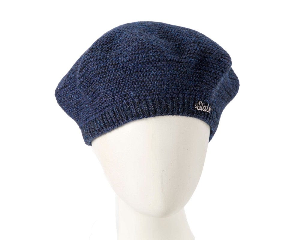 Cupids Millinery Women's Hat Navy Classic crocheted navy beret by Max Alexander