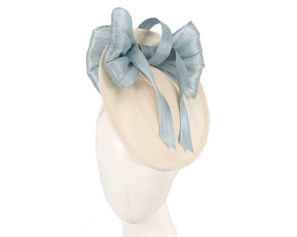 Cupids Millinery Women's Hat Navy/Cream Cream & blue fascinator with bow by Fillies Collection