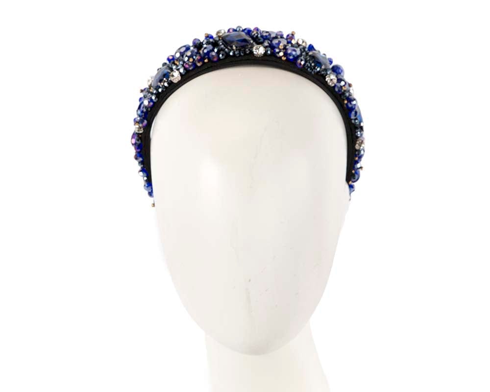 Cupids Millinery Women's Hat Navy Crystal covered fascinator headband by Cupids Millinery