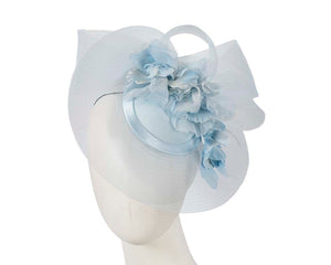 Cupids Millinery Women's Hat Navy Custom made light blue cocktail hat with flowers