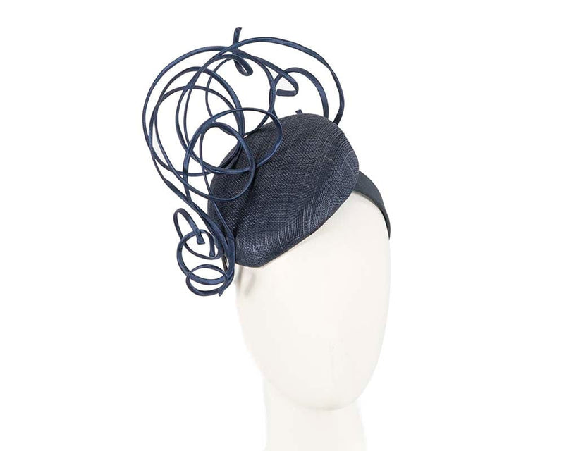 Cupids Millinery Women's Hat Navy Designers navy pillbox fascinator by Fillies Collection