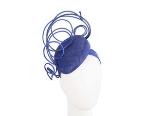 Cupids Millinery Women's Hat Navy Designers royal blue & navy pillbox fascinator by Fillies Collection
