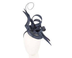 Cupids Millinery Women's Hat Navy Edgy tall navy fascinator by Max Alexander