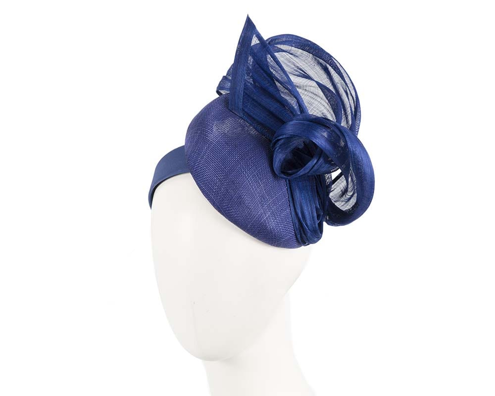 Cupids Millinery Women's Hat Navy Elegant royal blue pillbox racing fascinator by Fillies Collection