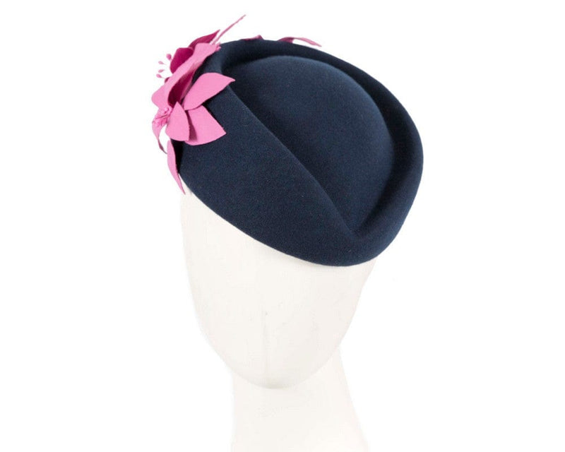 Cupids Millinery Women's Hat Navy/Fuchsia Large Navy and Fuchsia felt beret hat by Fillies Collection