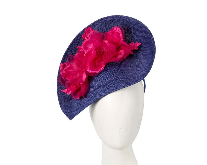 Cupids Millinery Women's Hat Navy/Fuchsia Large royal blue & fuchsia flower fascinator by Max Alexander