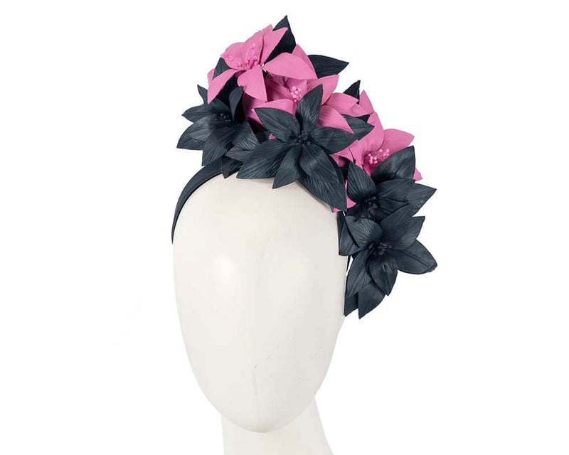 Cupids Millinery Women's Hat Navy/Fuchsia Navy & Fuchsia flower fascinator by Cupids Millinery