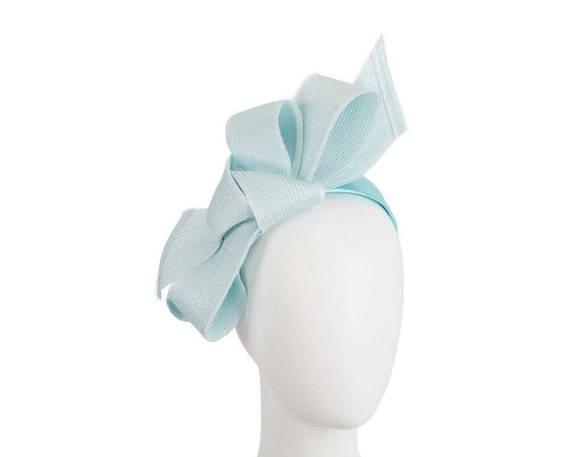Cupids Millinery Women's Hat Navy Large light blue bow racing fascinator by Max Alexander