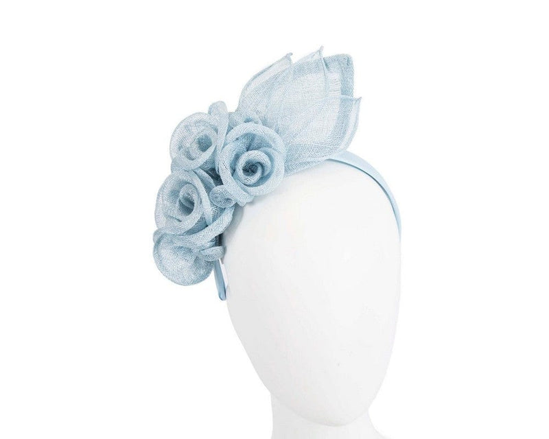 Cupids Millinery Women's Hat Navy Large light blue sinamay  flower fascinator by Max Alexander