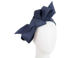 Cupids Millinery Women's Hat Navy Large navy bow racing fascinator by Max Alexander