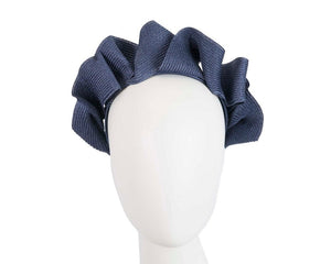 Cupids Millinery Women's Hat Navy Large navy crown racing fascinator by Max Alexander