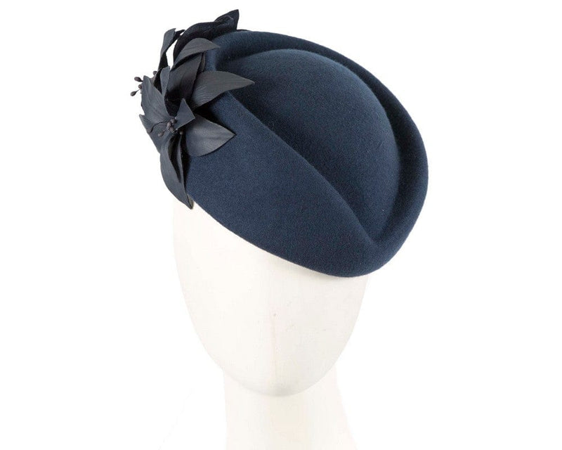 Cupids Millinery Women's Hat Navy Large Navy felt beret hat by Fillies Collection